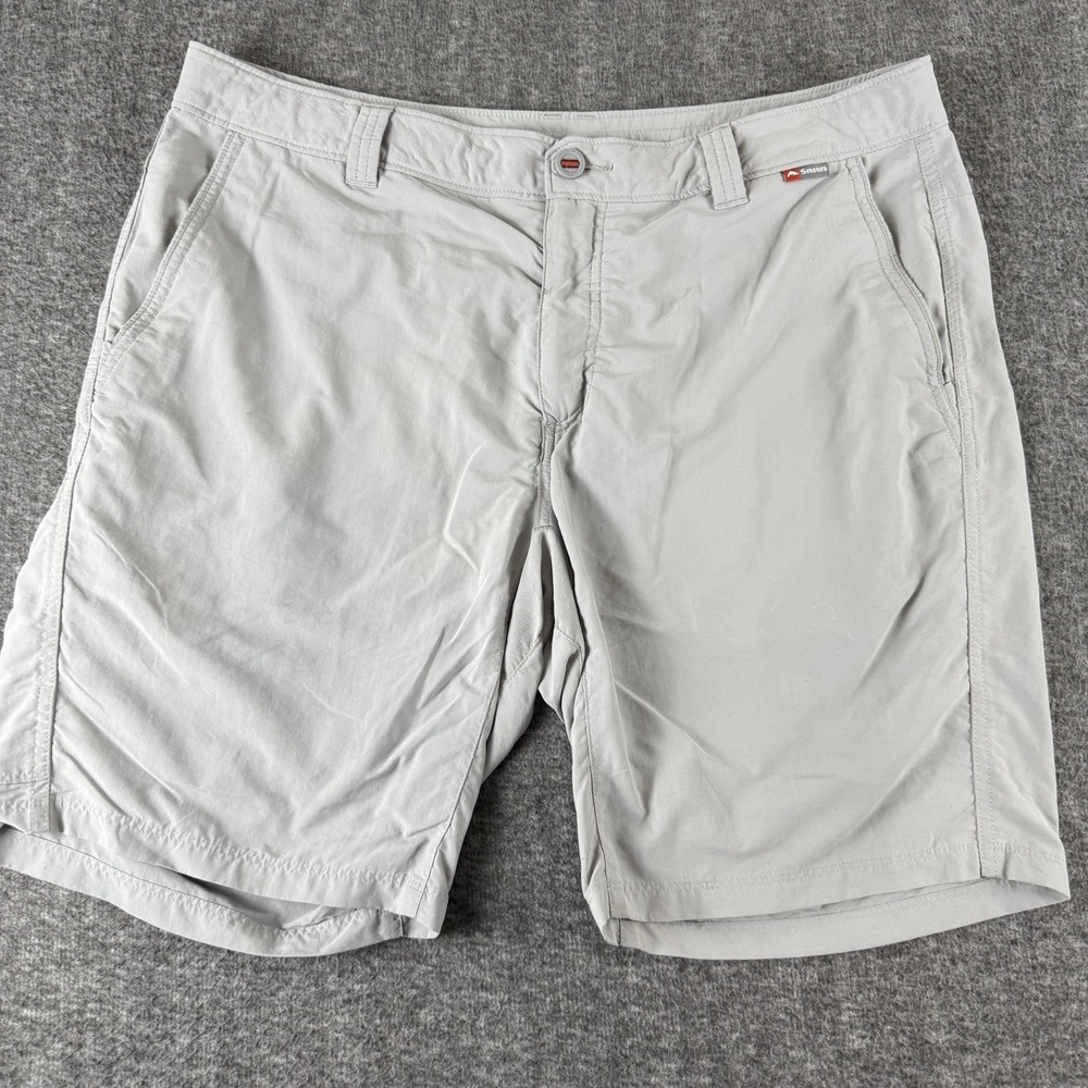 Simms Fishing Shorts Mens 35 Gray Nylon Outdoor Hiking Performance Lightweight